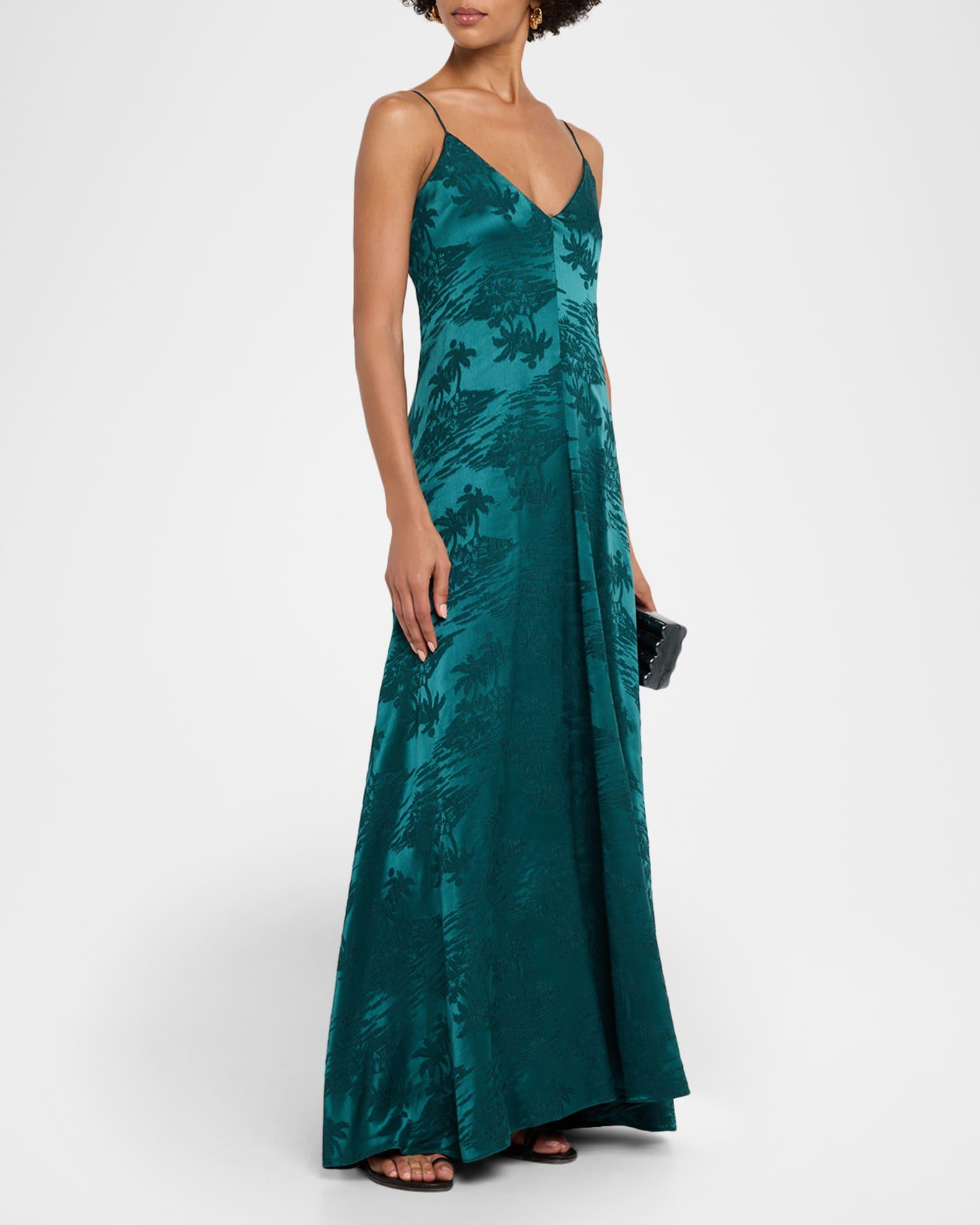 Levine Sleeveless Jacquard Satin Maxi Dress Product Image