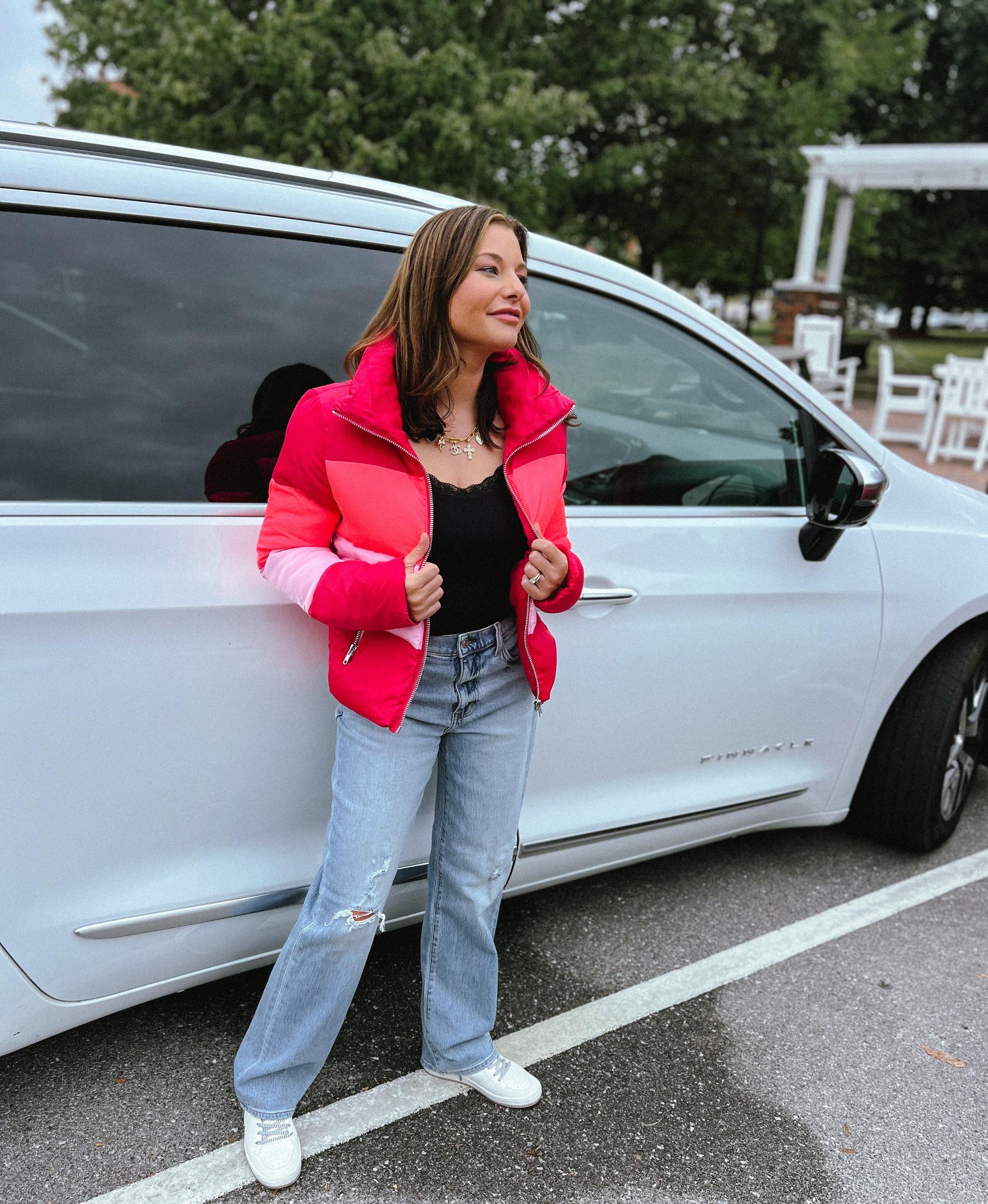 Addison Striped Puffer Jacket in Sprinkles Product Image