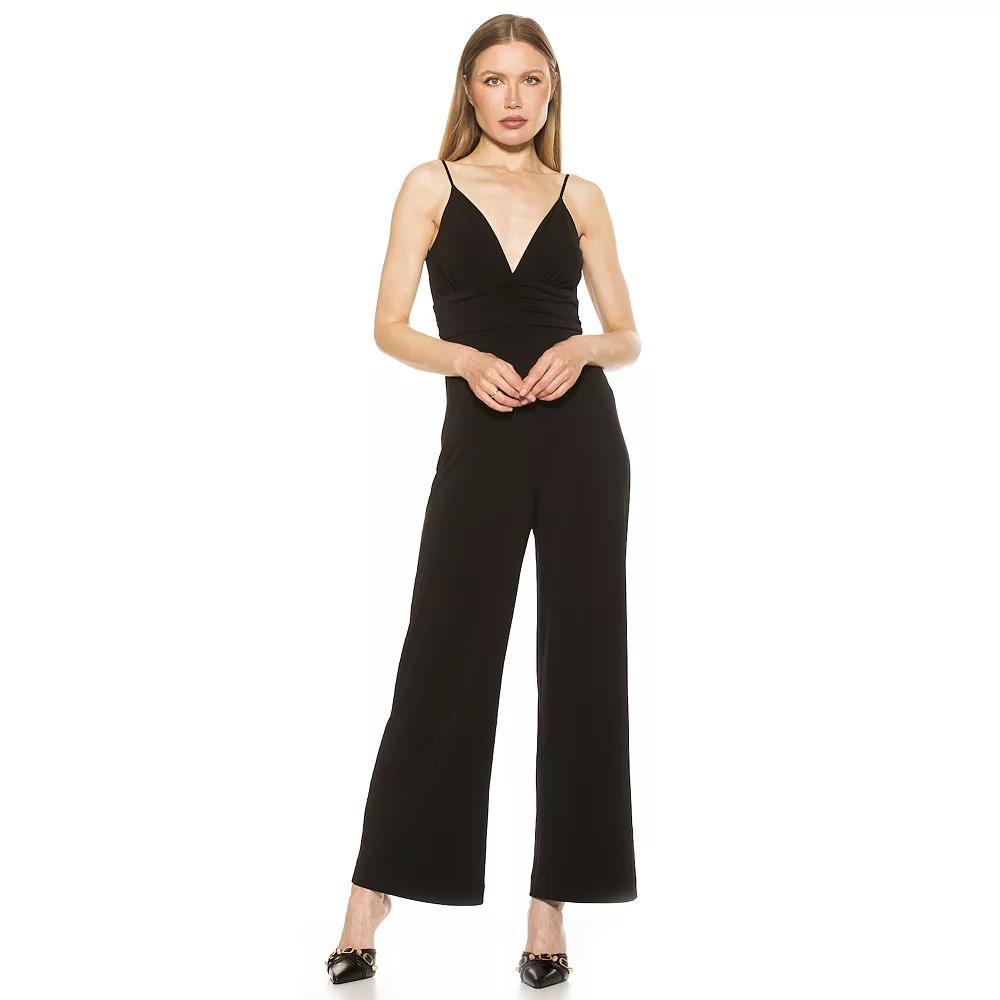 Women's ALEXIA ADMOR Eline V-Neck Wide-Leg Jumpsuit, Size: 10, Black Product Image