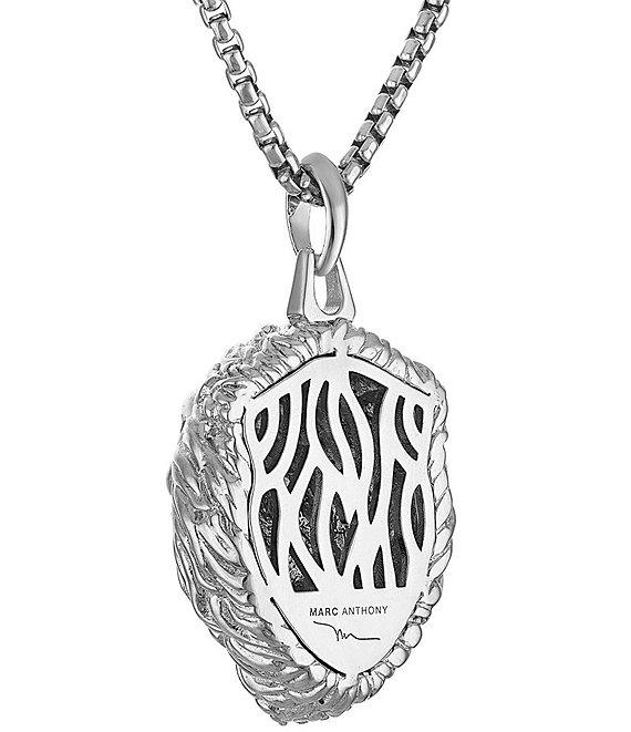 Bulova Men's Three-Dimensional Lion Head with Diamonds Stainless Steel Long Pendant Necklace Product Image