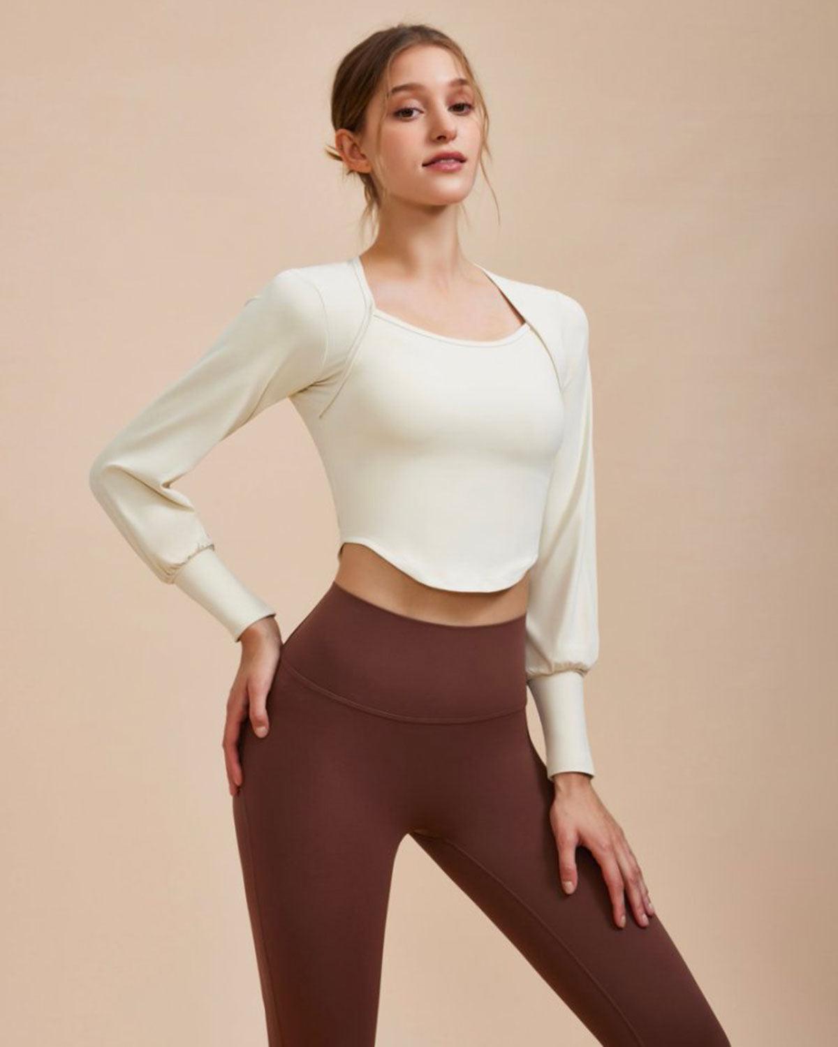White Round Neck Long Sleeve Top Product Image