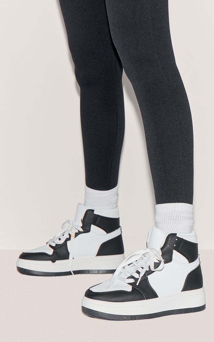 Monochrome Hi Top Lace Up Platform Sneakers Product Image