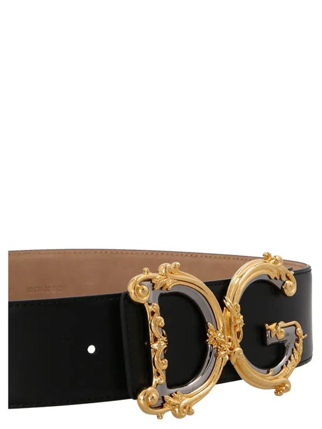 DOLCE & GABBANA Dg Logo Calf Leather Belt In Black Product Image