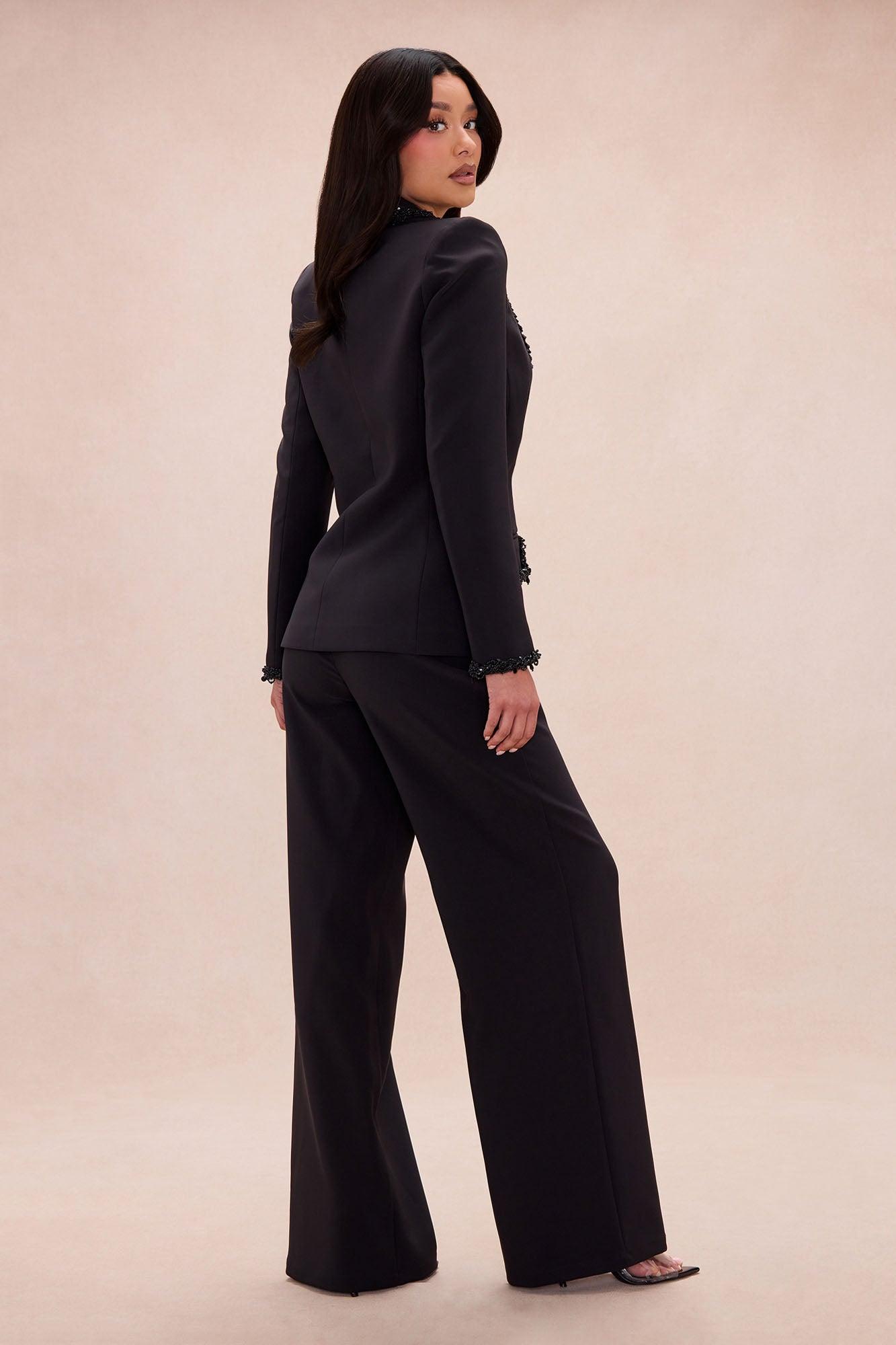 Sweetest Touch Beaded Trim Suit Set - Black Female Product Image