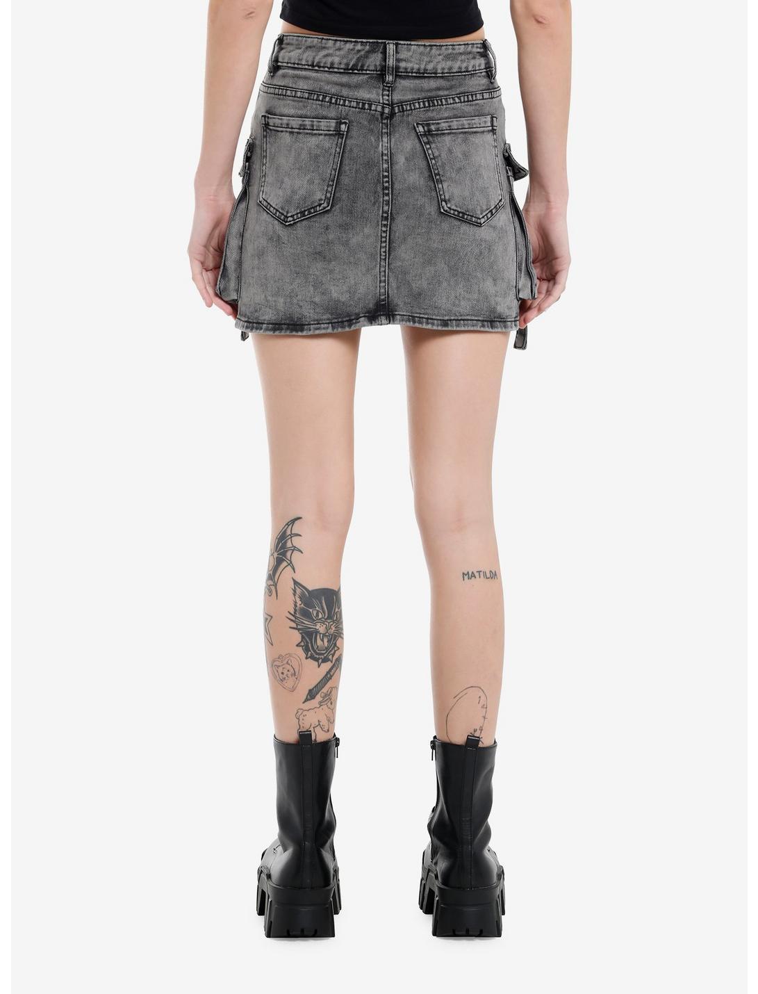 Faded Black Denim Cargo Skirt Product Image