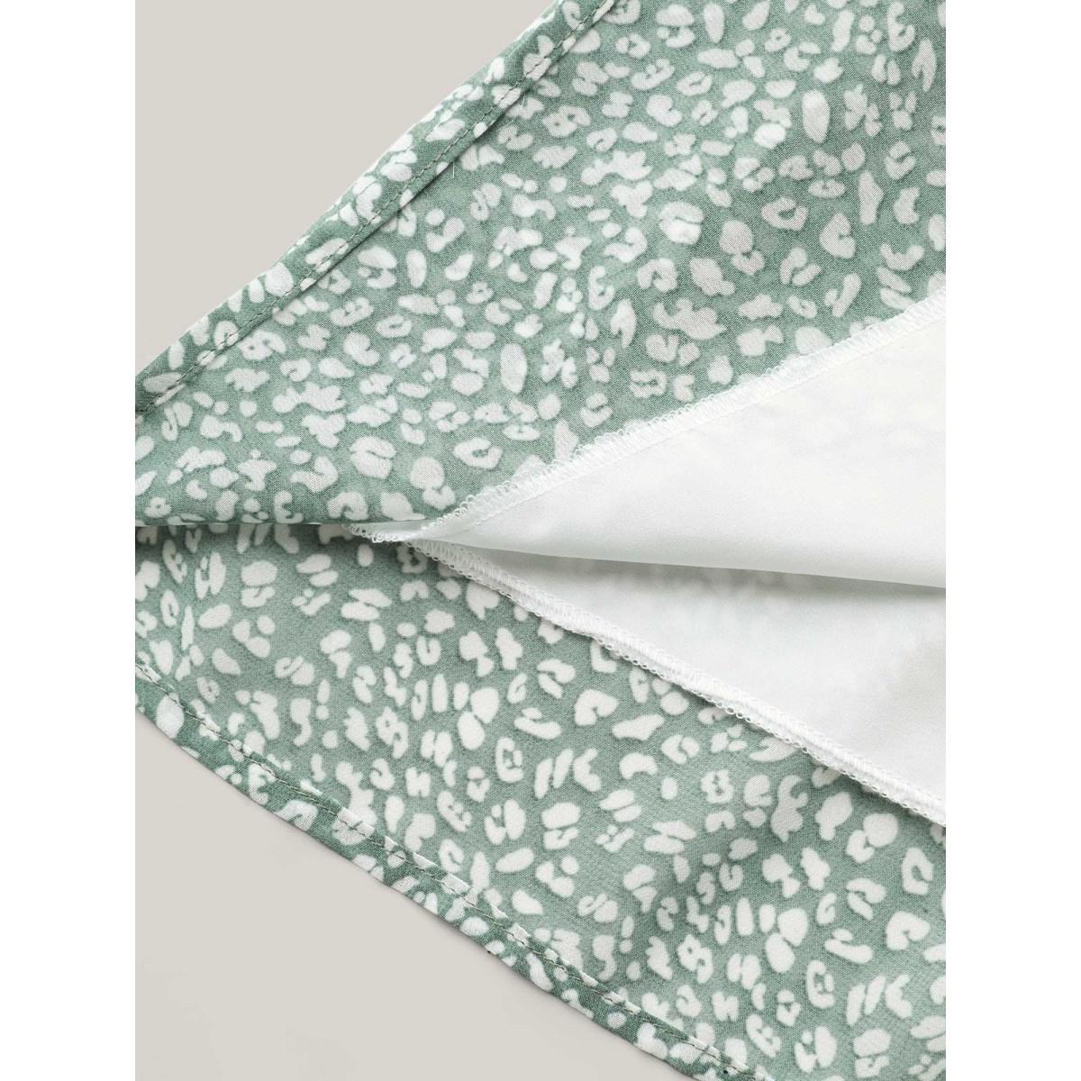 Plus Size Greenbean Leopard Print Stretchy Neck Flowy Blouse Women Timeless Cap Sleeve Round Neck Office Blouses BloomChic 10/M Product Image