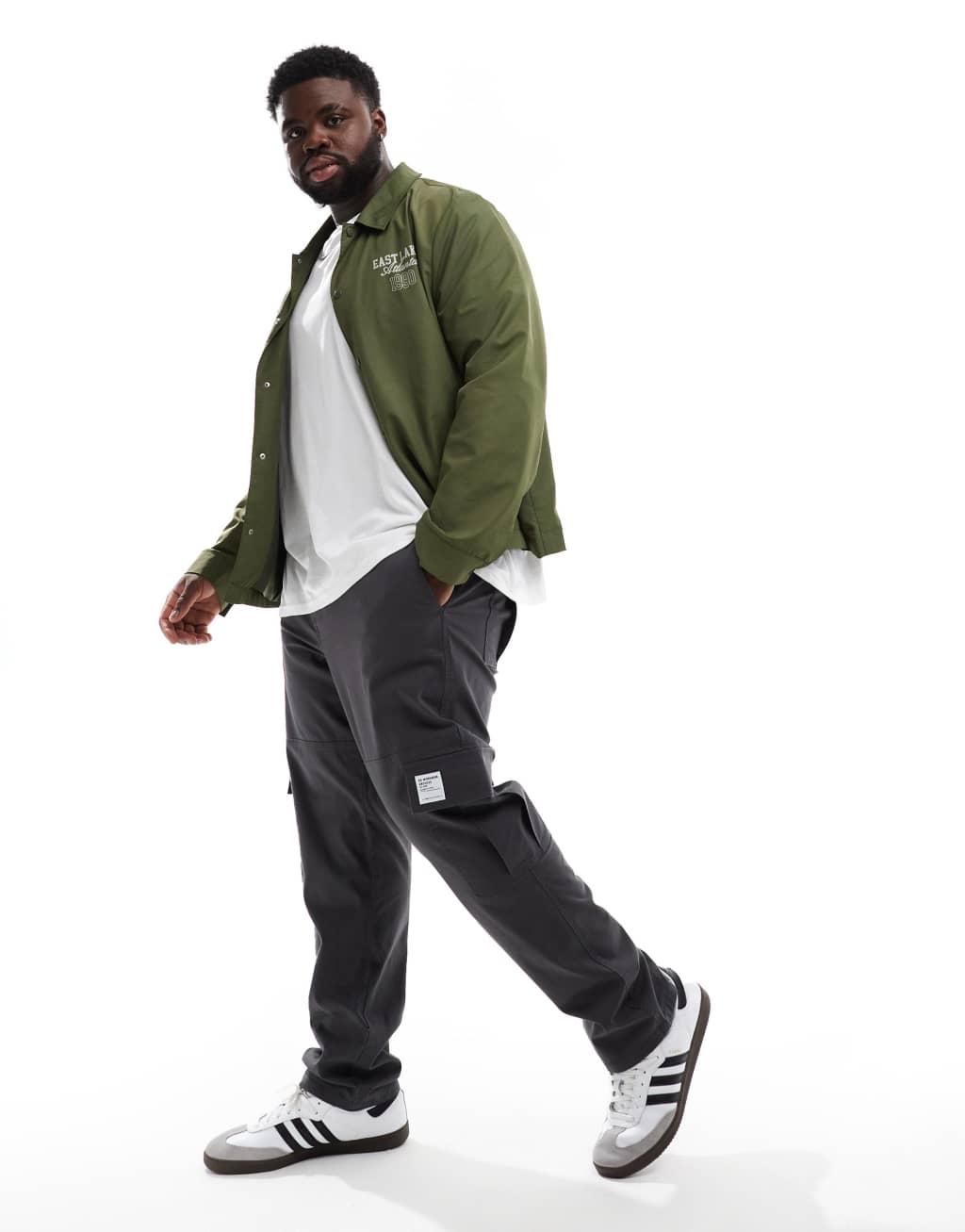 ASOS DESIGN slim cargo pants in charcoal with patch Product Image