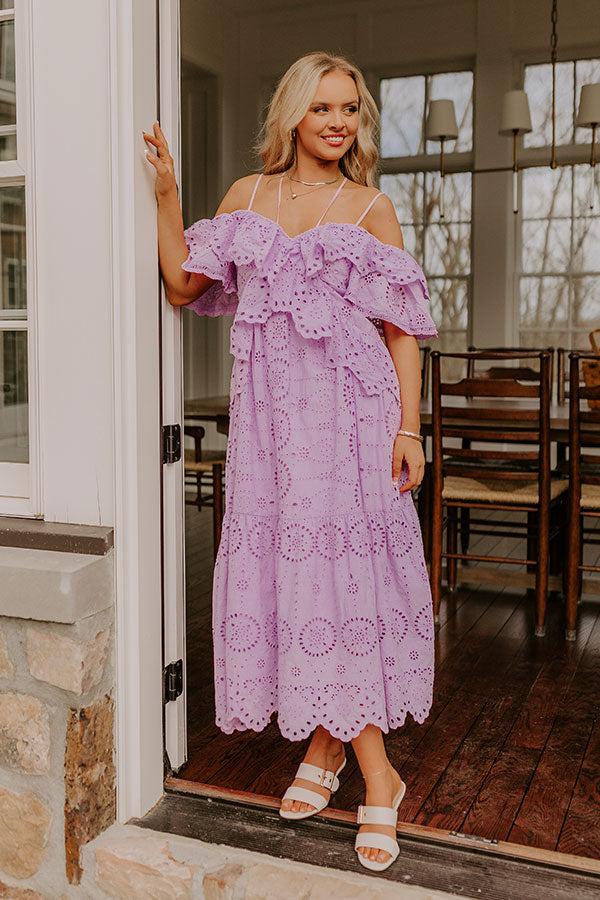 Cue The Charm Eyelet Midi Dress Product Image