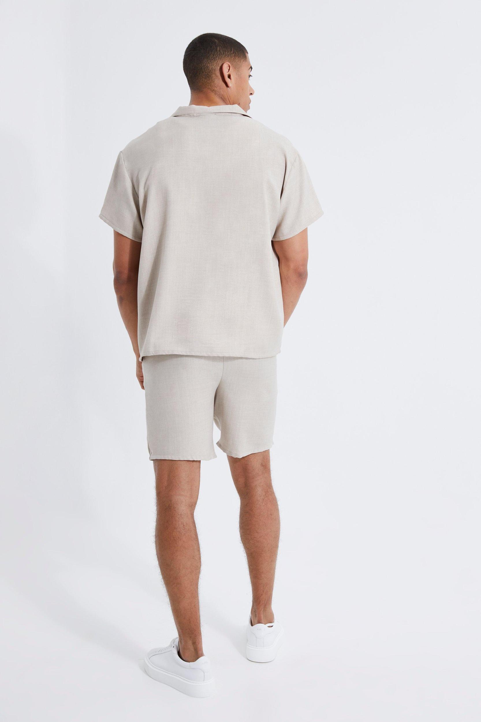 Boxy Linen Shirt And Short Set | boohooMAN USA Product Image