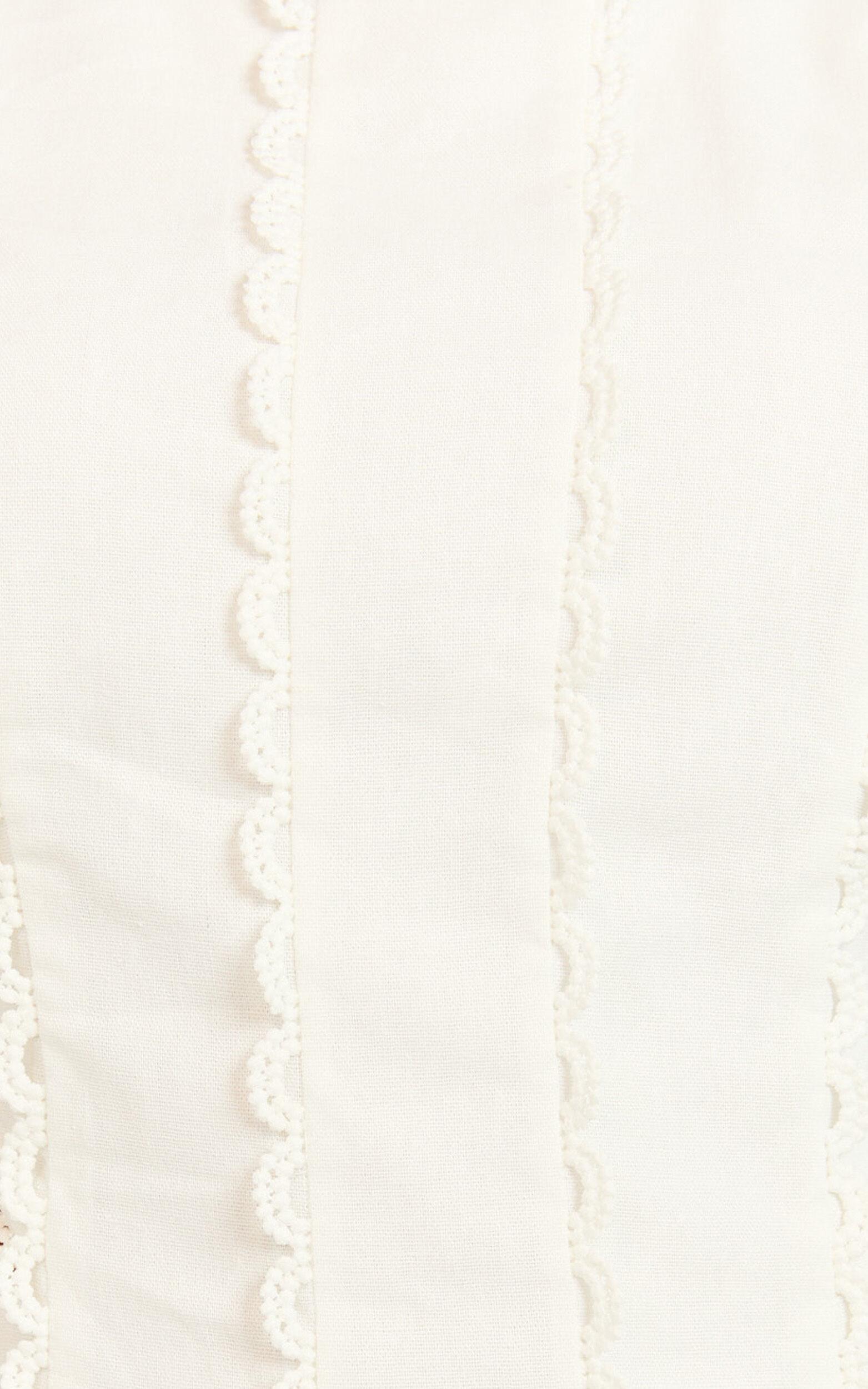 Laila Mini Linen Blend Dress - High Neck Side Cut Out Puff Sleeve Straight Dress in Off White Product Image