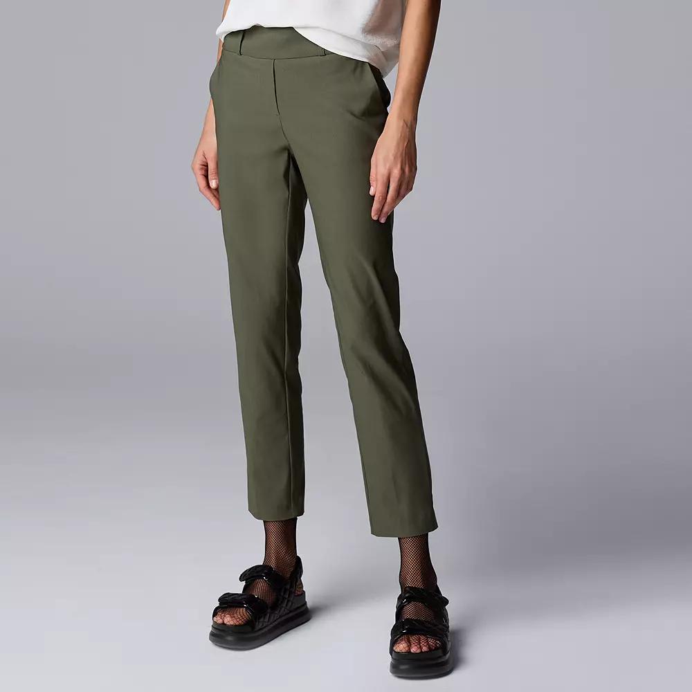 Women's Simply Vera Vera Wang Polished Twill Ankle Pants, Size: Large, Army Bottle Product Image