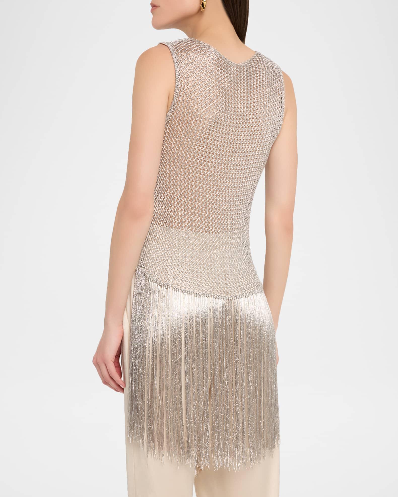 Asymmetric Metallic Net Fringe Top Product Image