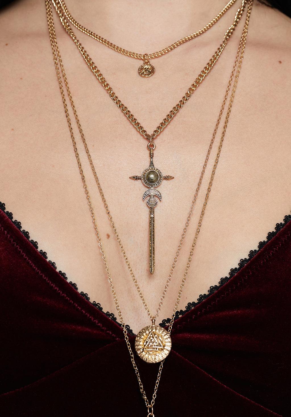 Valkyrie Layered Rune Choker Necklace - Gold Product Image