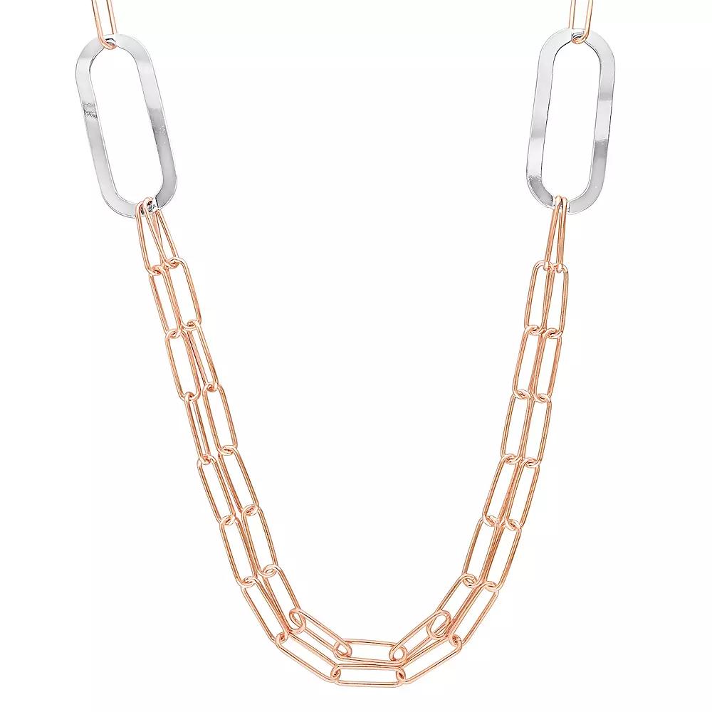 Stella Grace Sterling Silver Multistrand Oval Link Chain Necklace, Women's, Size: 36", 18k Rose Gold Sterling Product Image