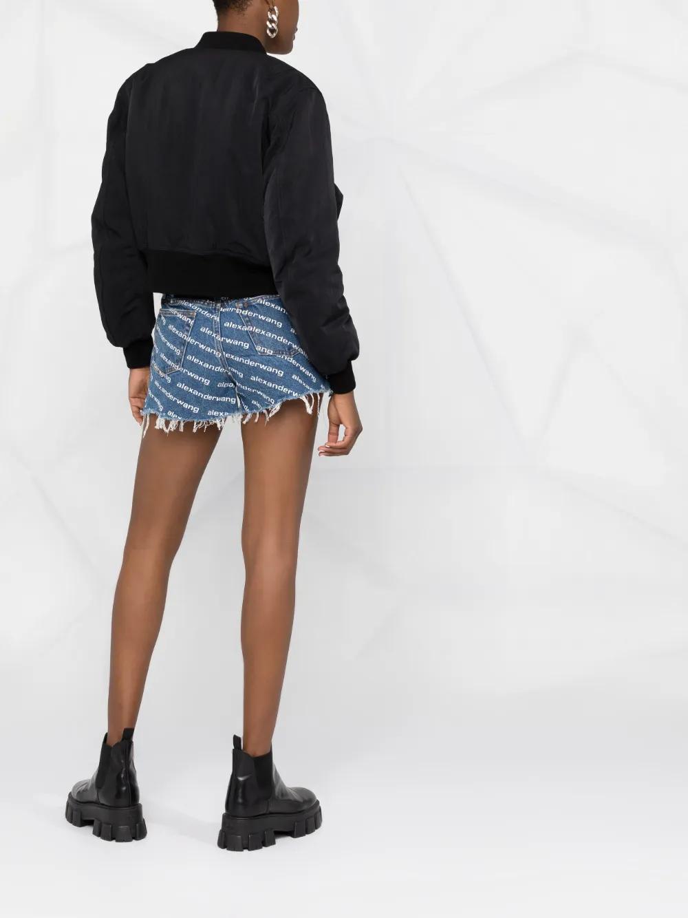 logo-print denim shorts Product Image