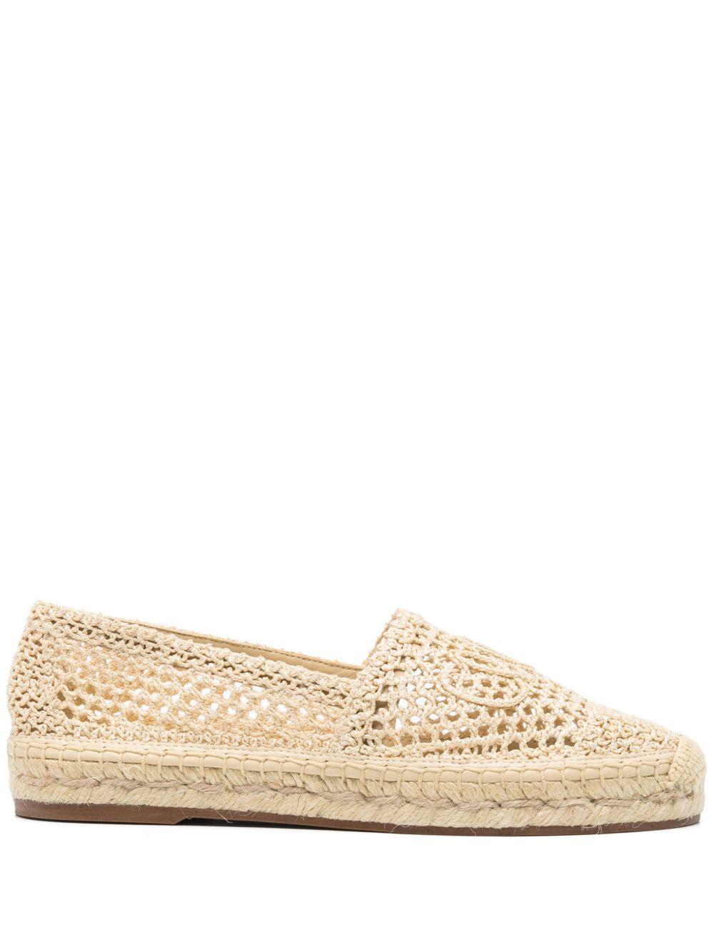 CHLOÉ Womens Chloe Isla Logo-embossed Crochet Espadrilles In Brown Product Image