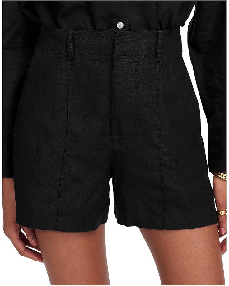 Pintuck High Waist Linen Shorts - Maldive Product Image