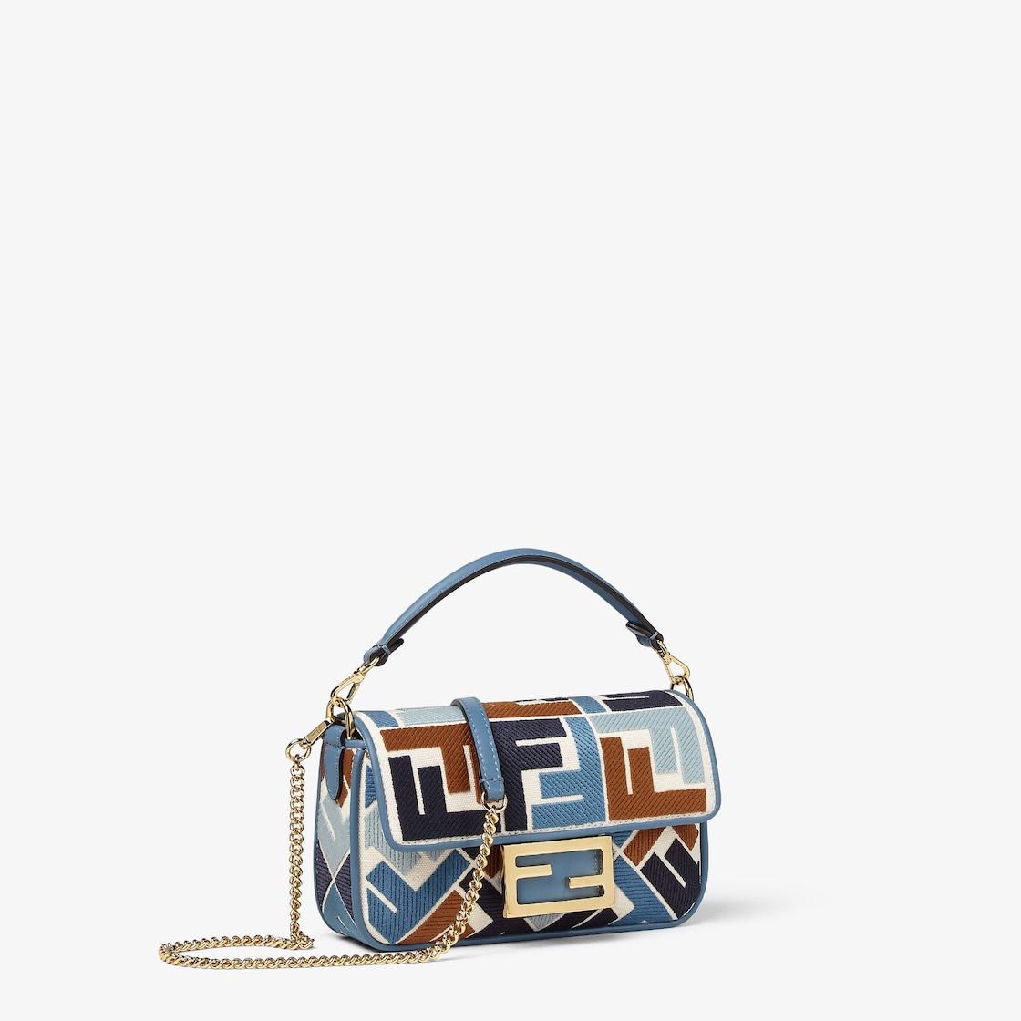 Baguette MiniCanvas bag with multicolor FF embroidery Product Image