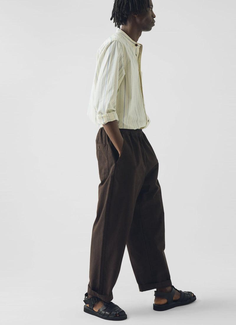 Jasper Irregular Stripe Cotton Shirt | Ecru/Cobalt Product Image