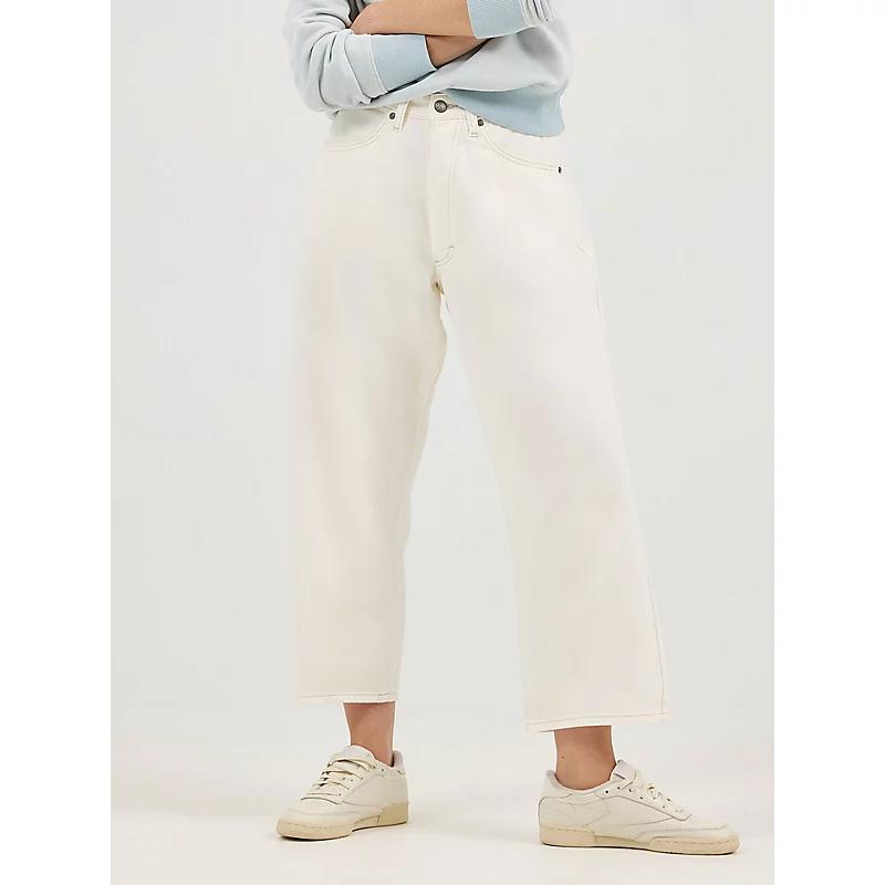 Womens Loose Crop Button-Fly Jeans Product Image