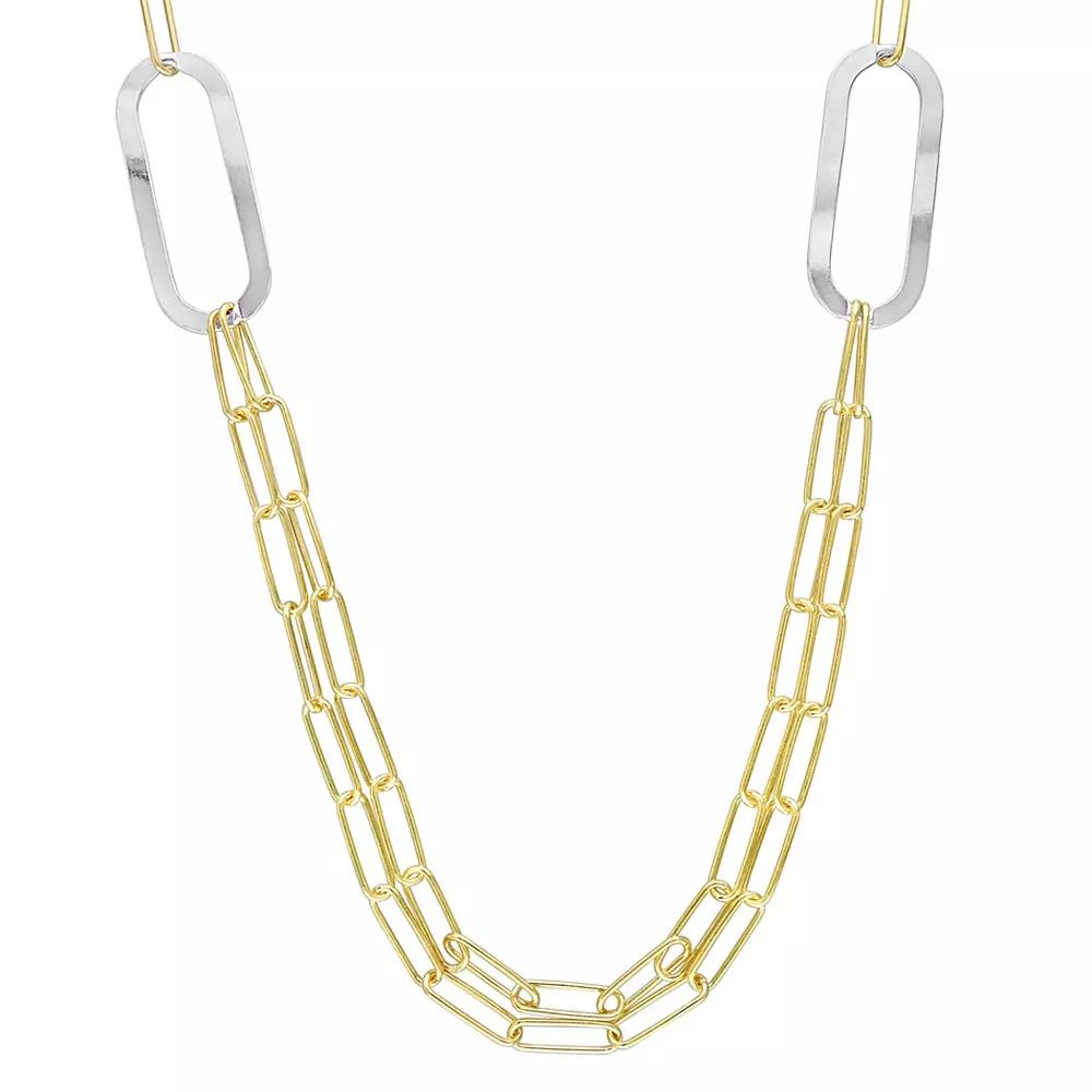 Stella Grace Sterling Silver Multistrand Oval Link Chain Necklace, Women's, Size: 36", 18k Gold Sterling Product Image