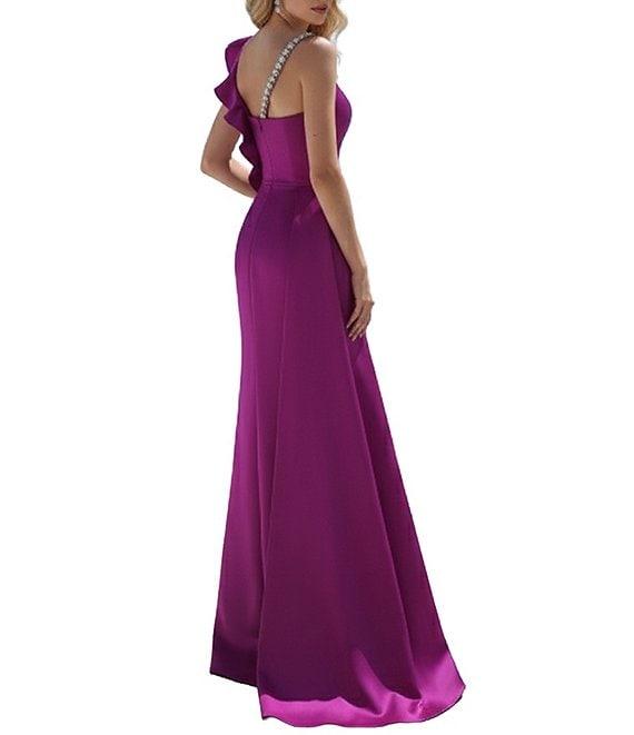 Terani Couture Asymmetric One Shoulder Beaded Gown Product Image