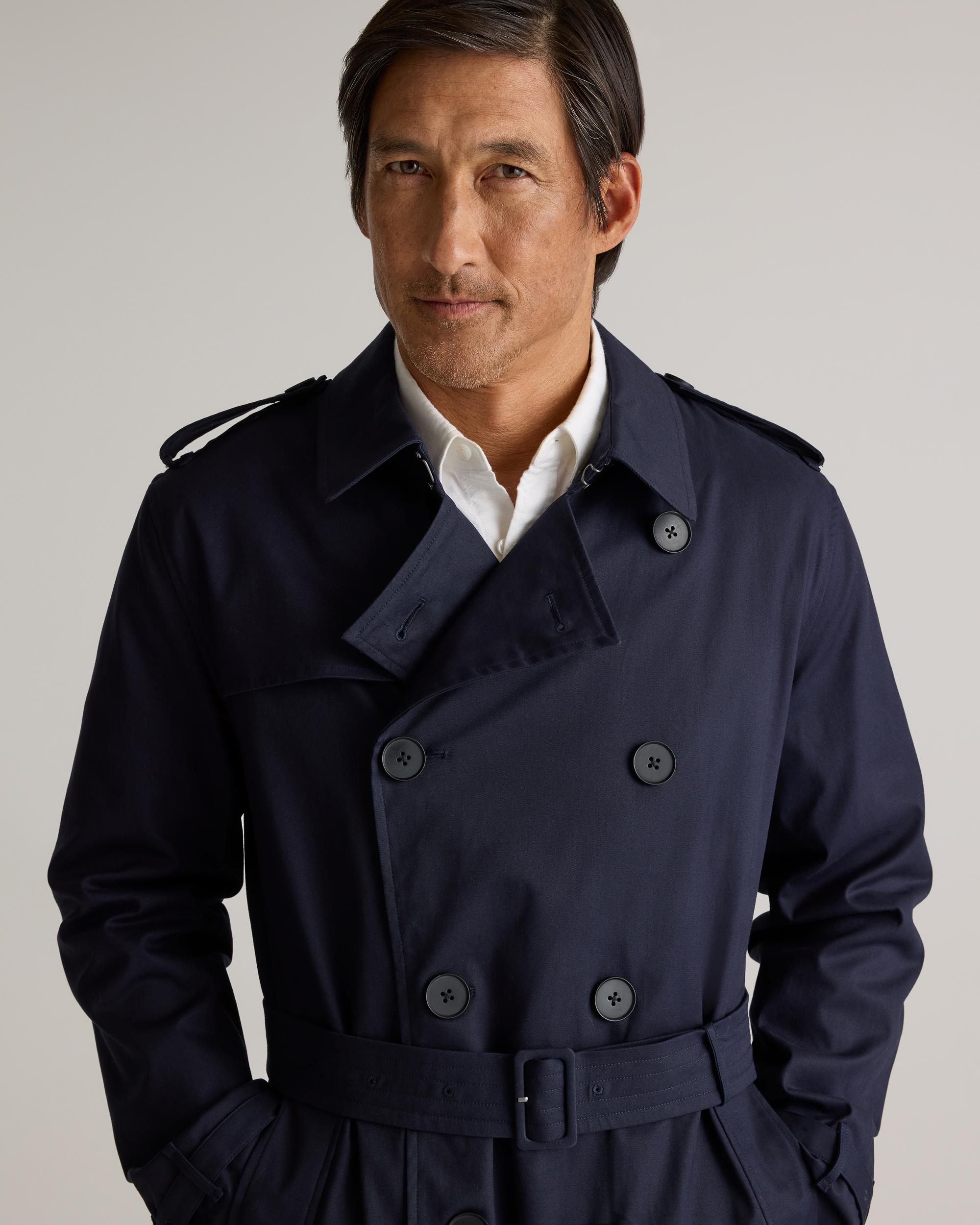 Quince | Men's Comfort Stretch Long Trench Coat Size XL, Organic Cotton Product Image