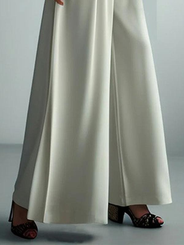 High Waisted Loose Pleated Solid Color Split-Joint Pants Trousers Product Image