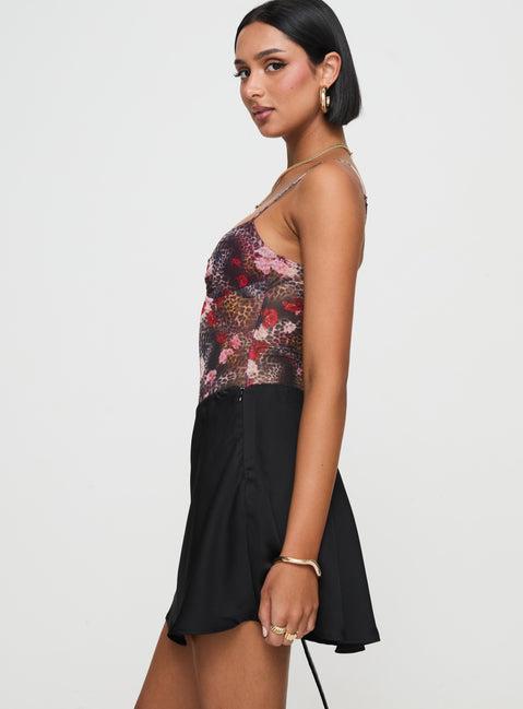 Dapple Bias Satin Mini Skirt Black Product Image