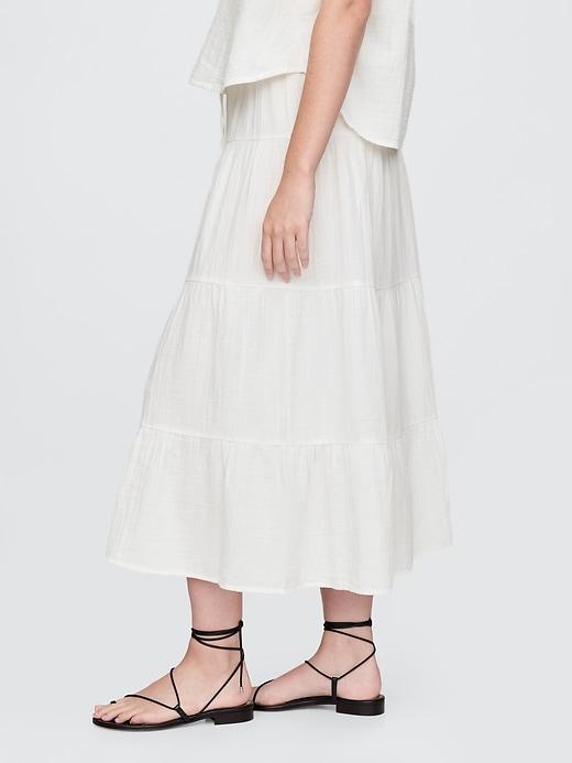 Cotton Gauze Tiered Maxi Skirt Product Image