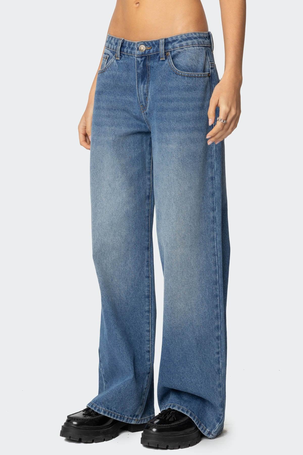 Nyc Washed Low Rise Baggy Jeans Product Image