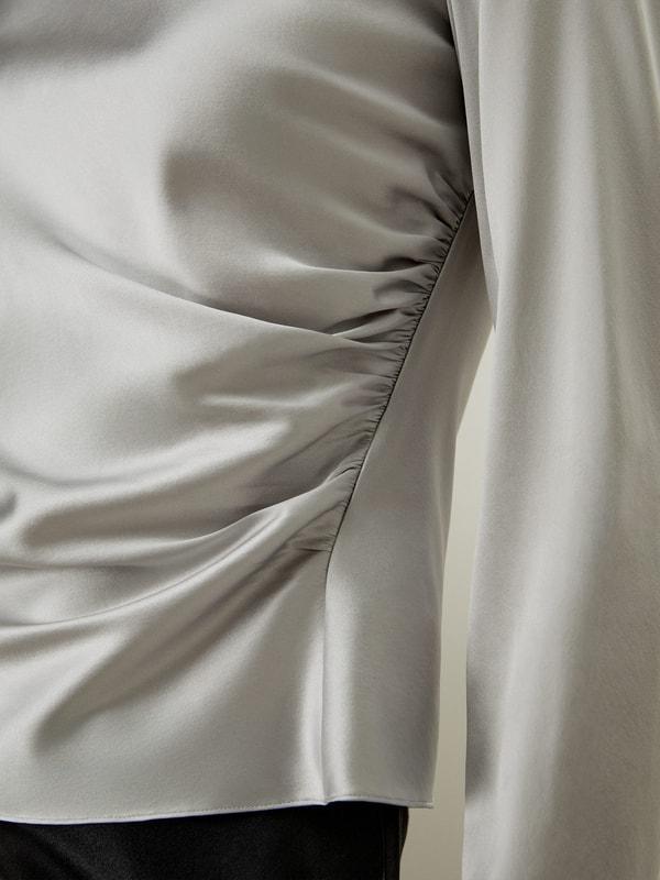 LILYSILK Silk Shirt Women - Silvergray Silk - Casual Asymmetrical Hem Shirt 6 Product Image