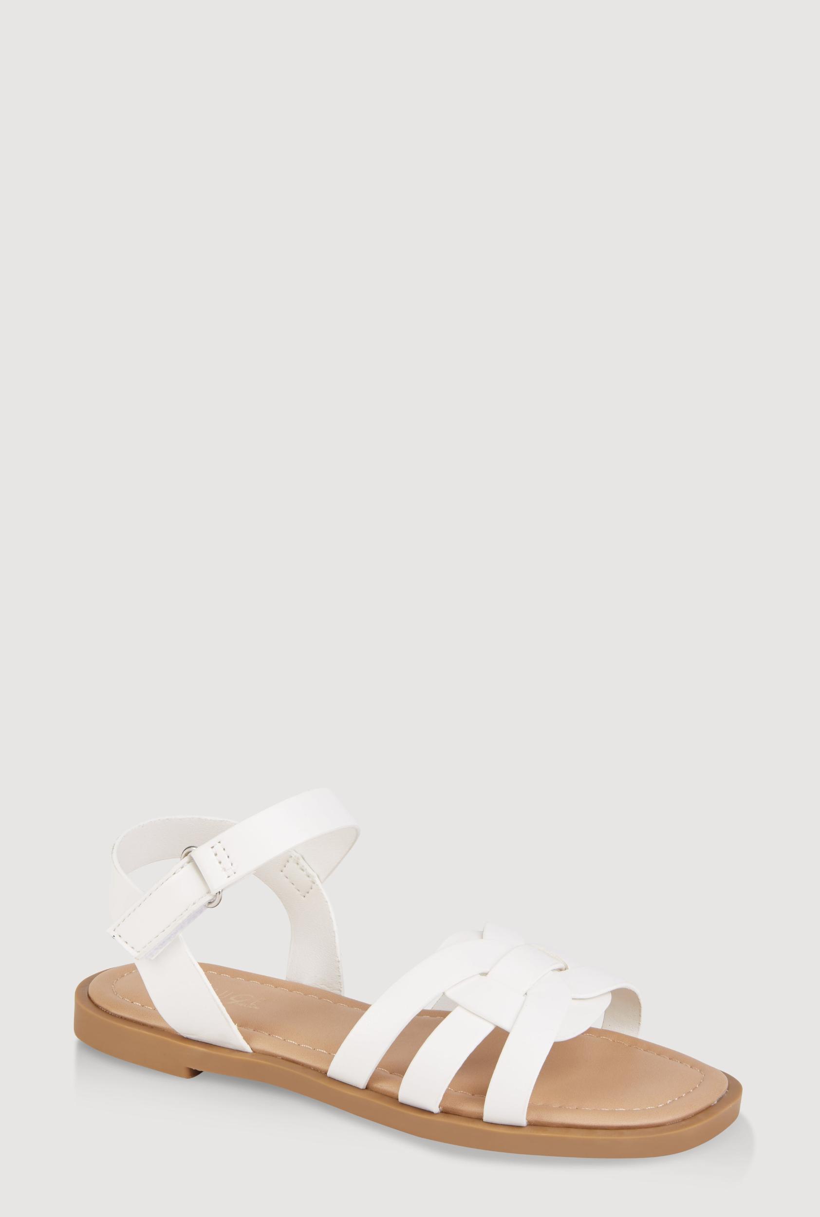 Womens Girls Woven Band Velcro Strap Sandals Product Image