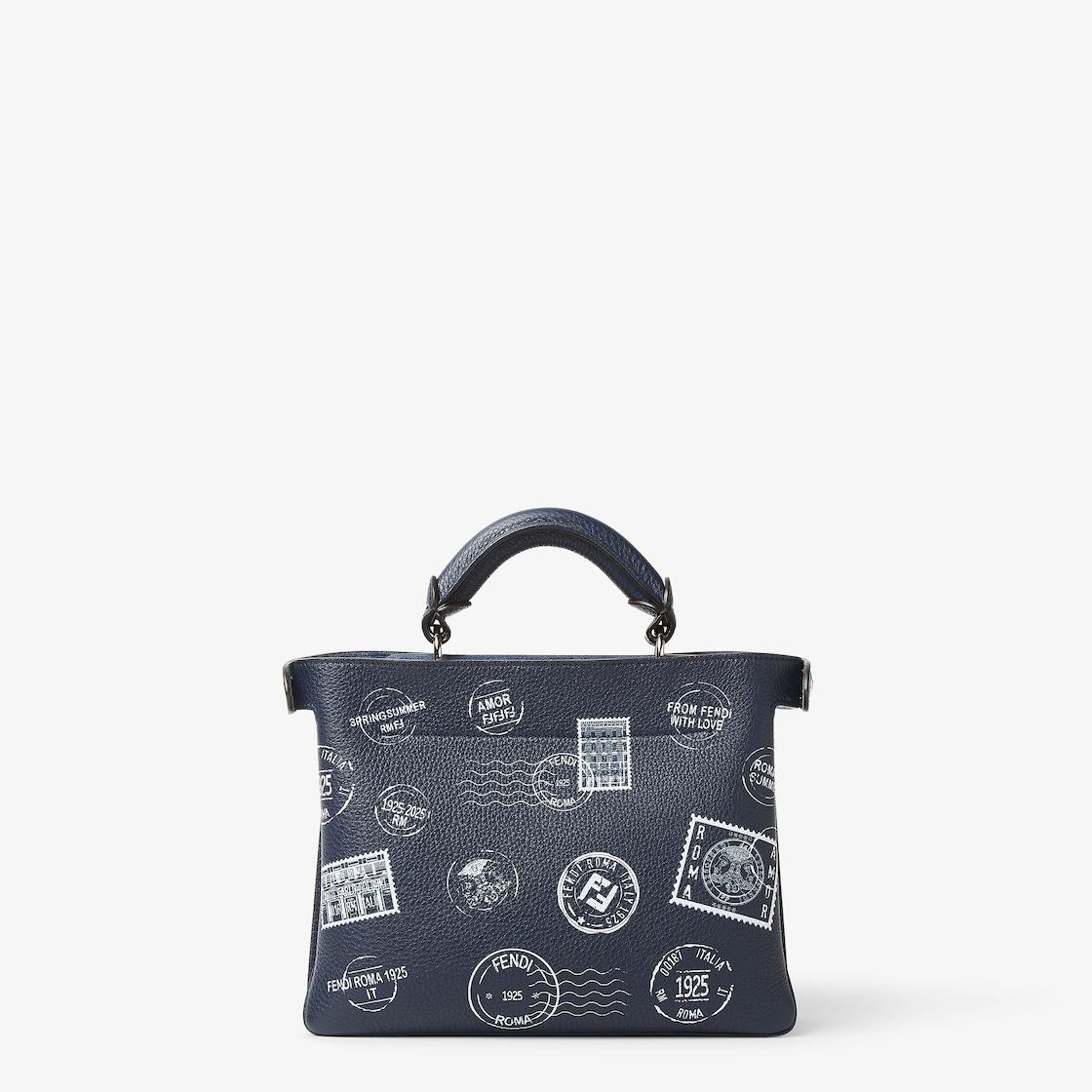 Peekaboo Soft SmallMidnight blue printed leather bag Product Image