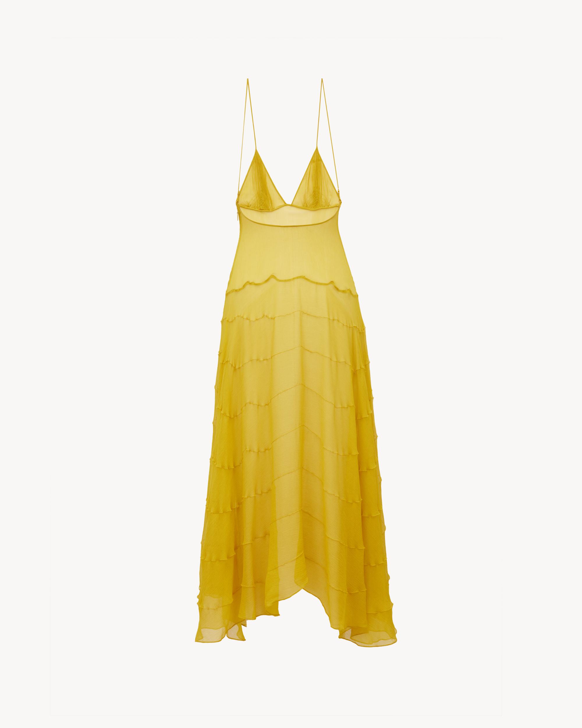 V-neck dress in silk crepe muslin Product Image