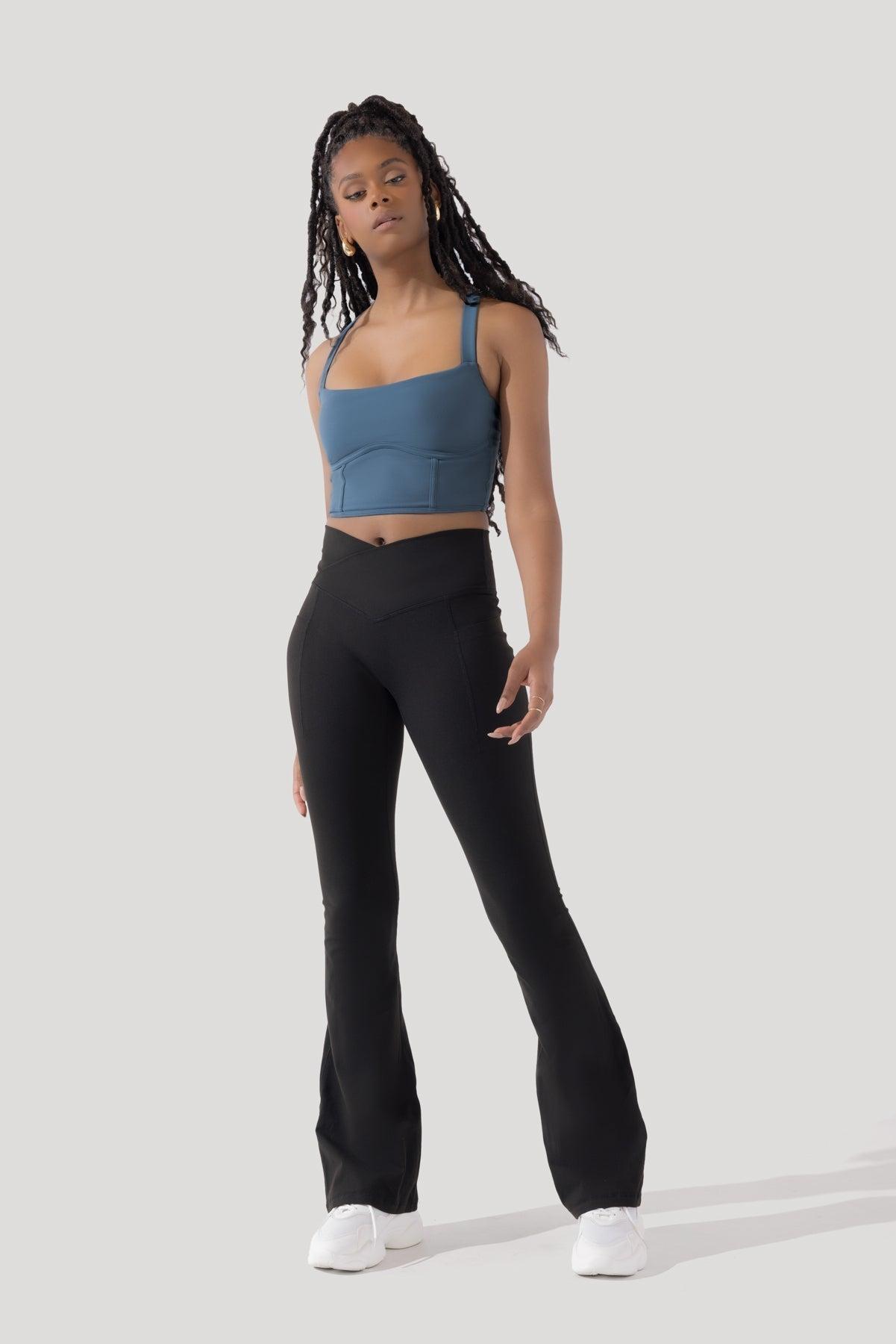 Crisscross Hourglass® Flared Legging with Pockets (Soft Touch) - Black / 29" Product Image