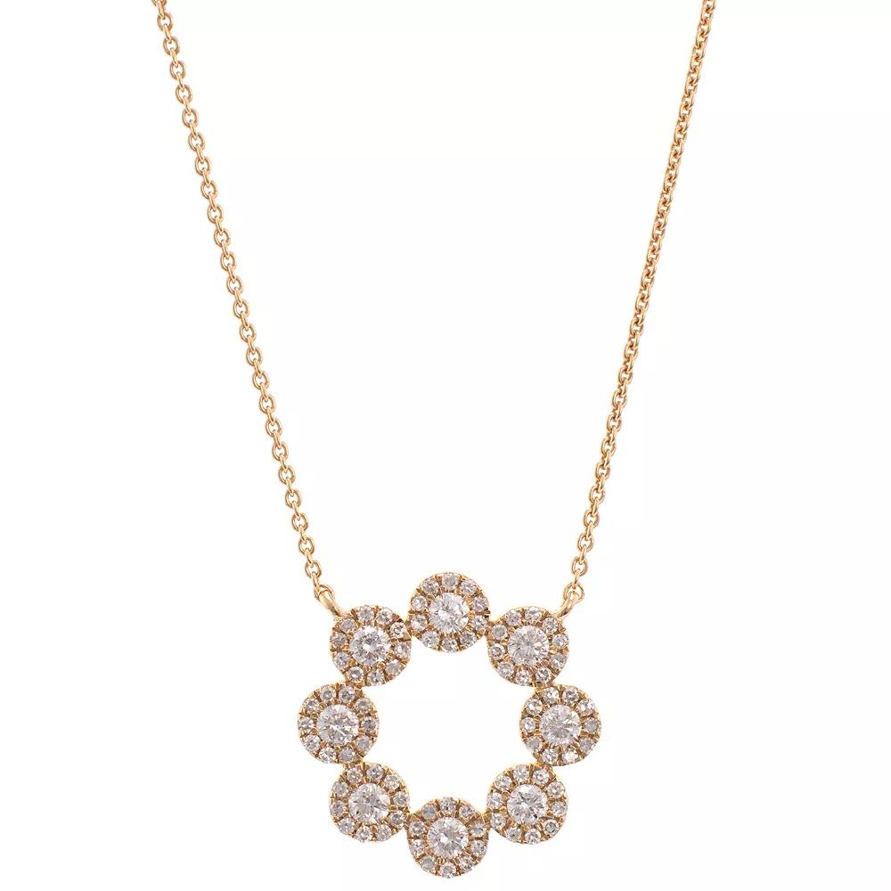 Luxle 14k Gold 1/2 Carat T.W. Diamond Circle Halo Necklace, Women's Product Image