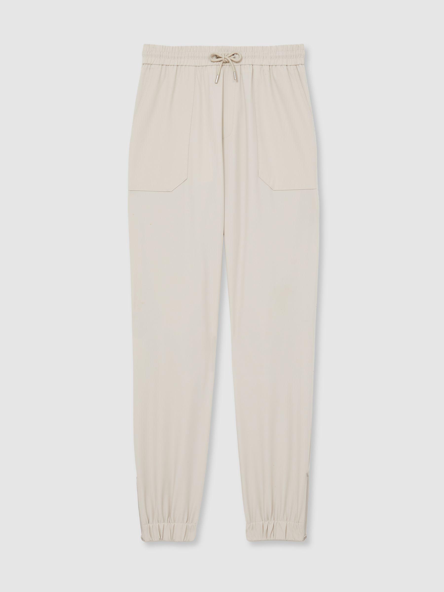 Drawstring Technical Cuffed Trousers in Stone Product Image