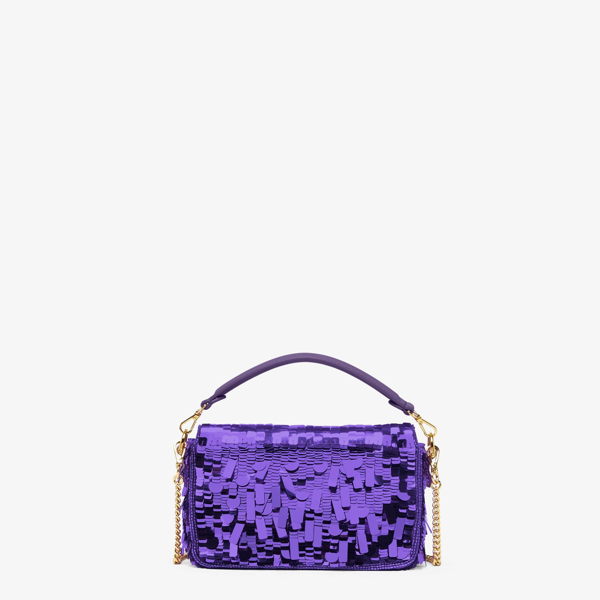 Baguette MiniBag embroidered with purple sequins Product Image