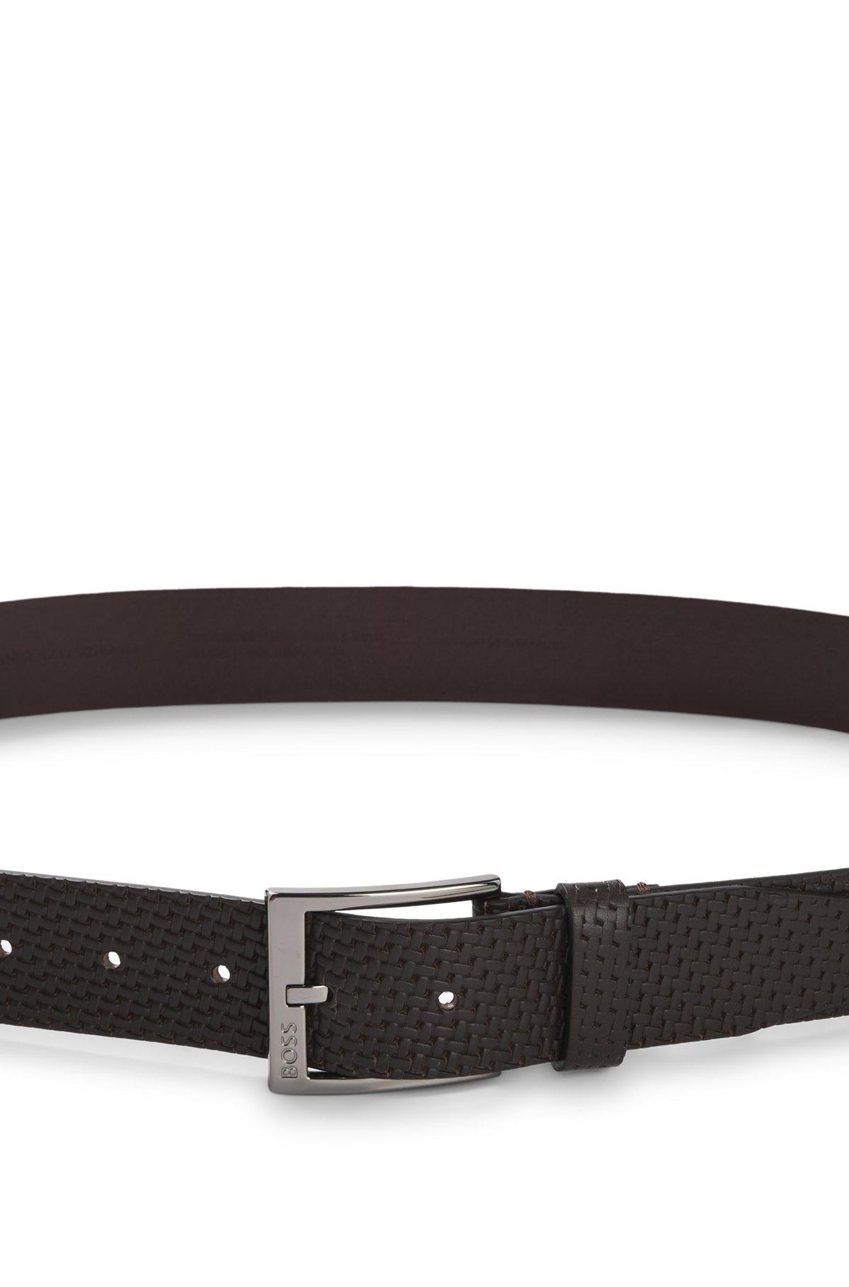 Leather belt with woven effect Product Image