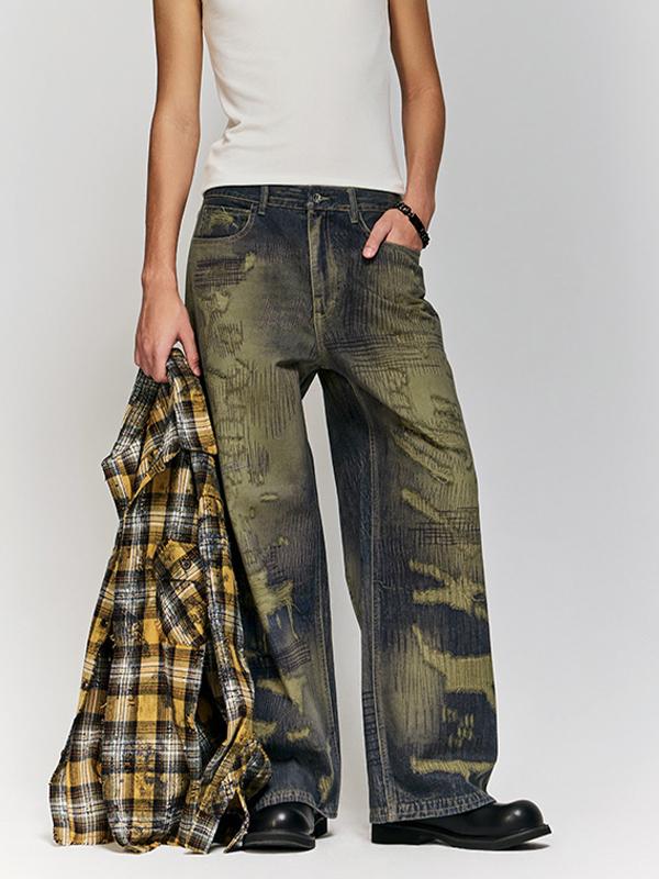 Retro Distressed And Ripped Fu Jeans Product Image