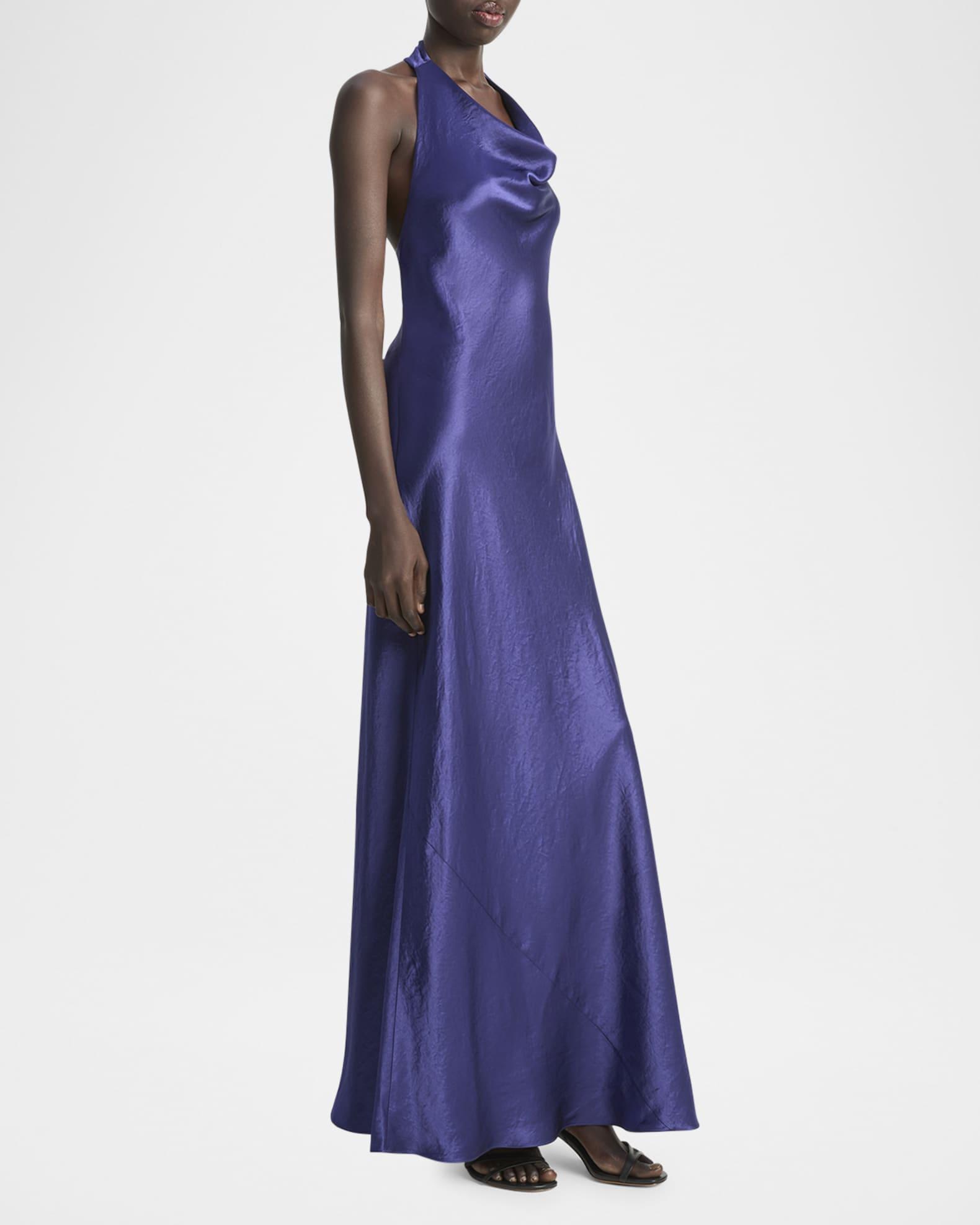 Satin Cowl-Neck Maxi Dress Product Image