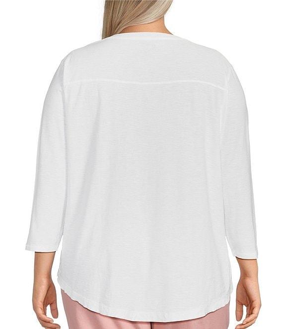 Westbound Plus Size Knit 3/4 Sleeve Crew Neck Tee Shirt Product Image