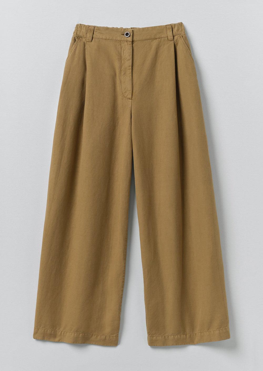 Wide Leg Cotton Linen Twill Pants | Warm Sand Product Image