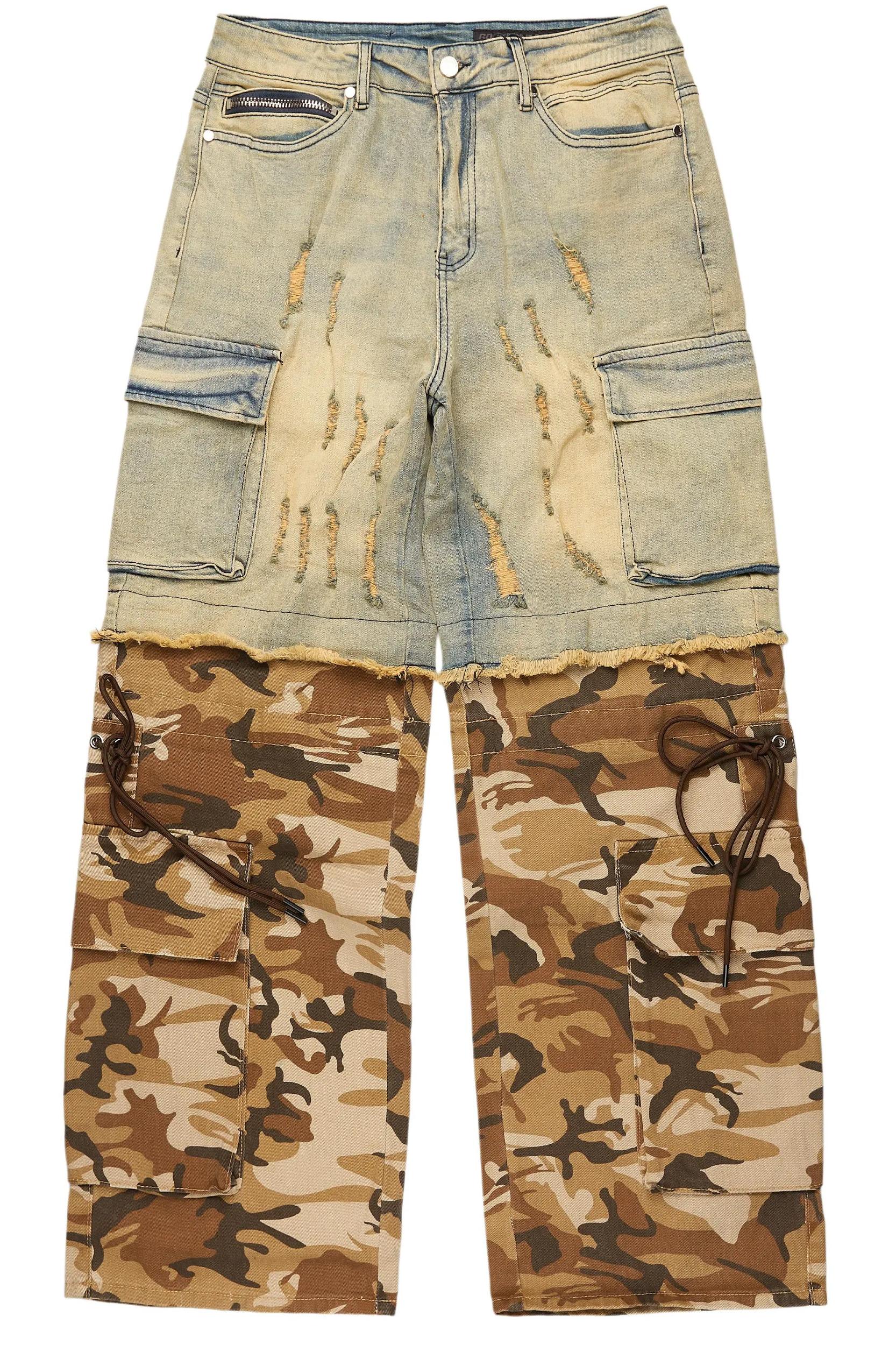 Baatar Blue/Brown Camo Baggy Fit Jean Male Product Image