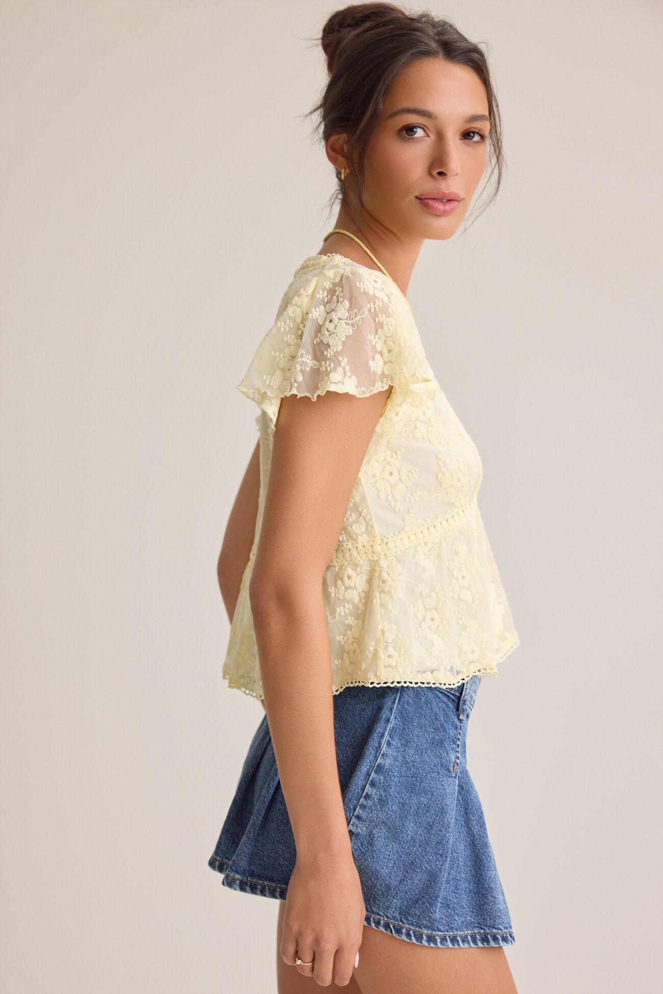 Libby Embroidered Babydoll Top Product Image