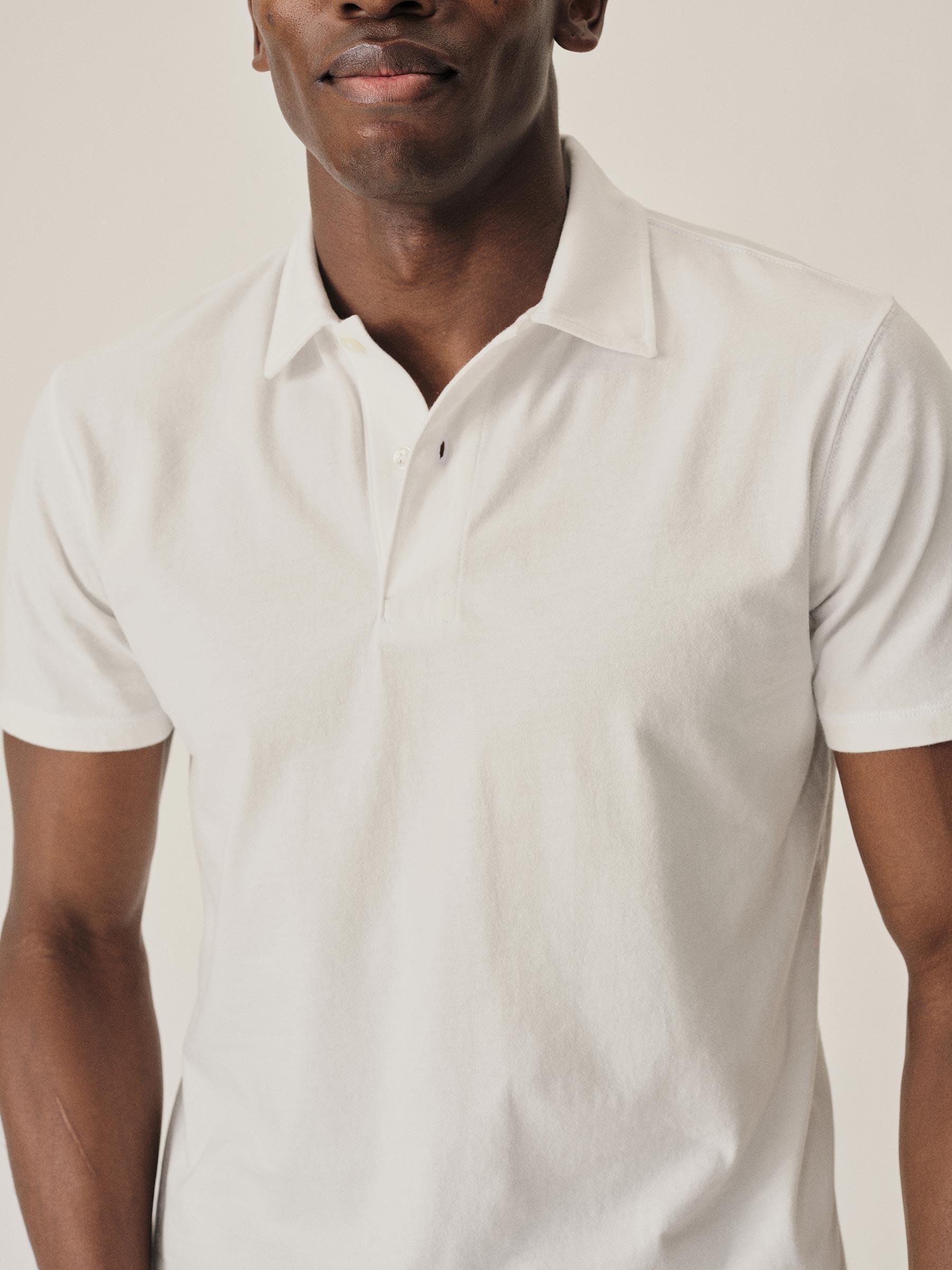 White Sueded Cotton Polo Product Image