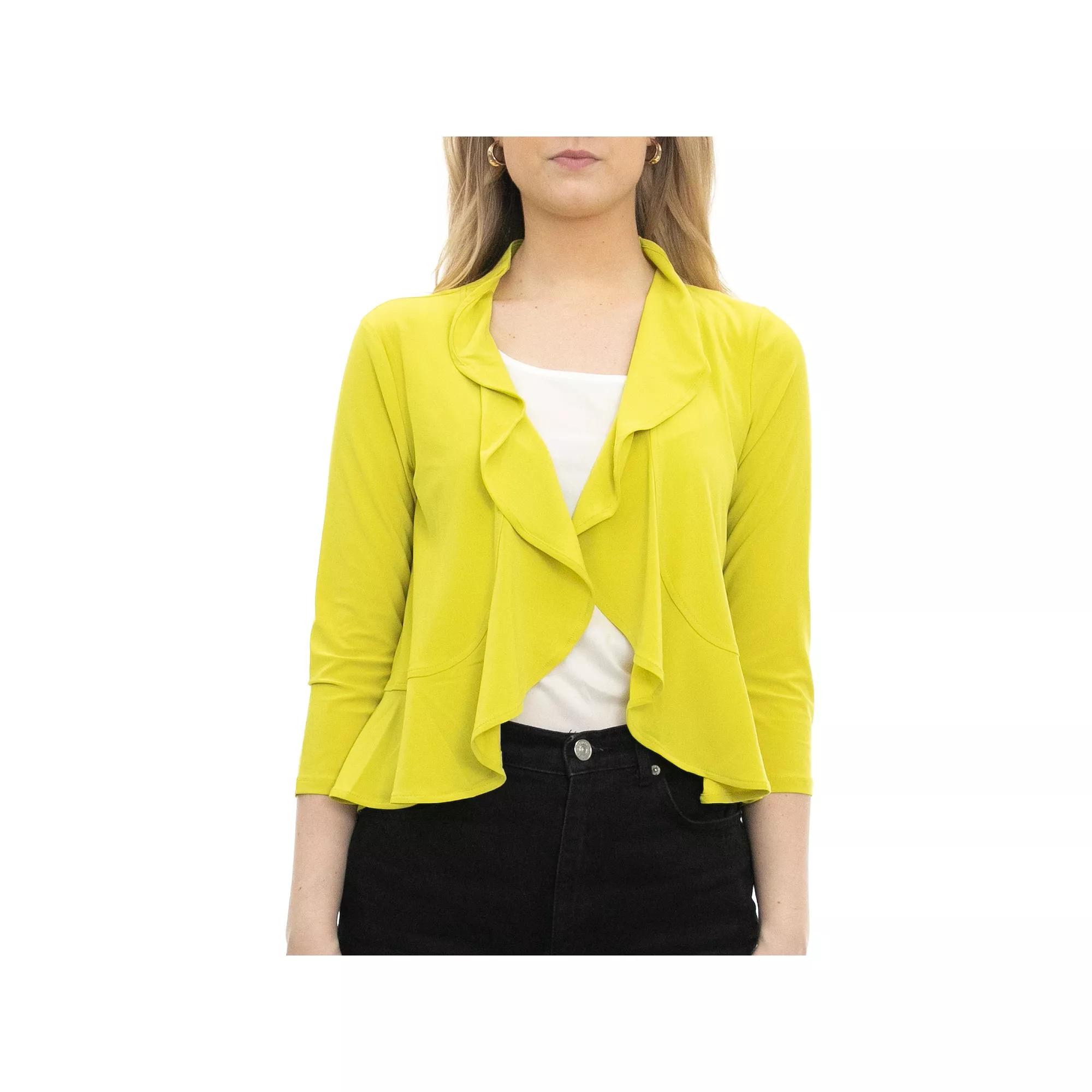 Women's Nina Leonard Chiffon-Back Ruffle Bolero,  Product Image