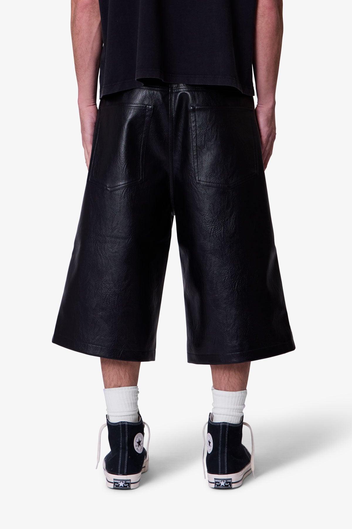 Ultra Baggy Leather Shorts - Black Product Image
