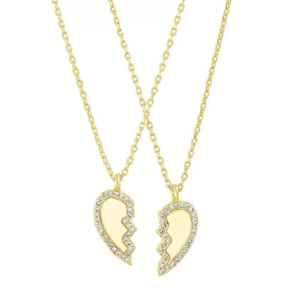 Paige Harper Gold Plated Mommy & Me Cubic Zirconia Half Heart Necklace Set, Women's, Size: 15/18+2", Gold Tone Product Image
